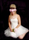 Dreamy Teen Blonde Girl - Party Dress - Sitting