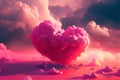 Dreamy valentine hear of clouds and smoke. Fantasy surreal valentine`s day landscape