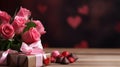 Dreamy Valentine's Day scene with roses, chocolates, and ample copy space Royalty Free Stock Photo