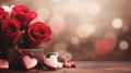 Dreamy Valentine's Day scene with roses, chocolates, and ample copy space Royalty Free Stock Photo