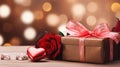 Dreamy Valentine's Day scene with roses, chocolates, and ample copy space Royalty Free Stock Photo