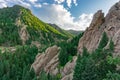 Dreamy view of the mountains in the flatirons Boulder Colorado Royalty Free Stock Photo