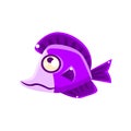 Dreamy Violet Fantastic Aquarium Tropical Fish Cartoon Character