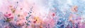 Dreamy watercolor backdrop with whimsical wildflowers, creating a sense of enchantment . Generative AI