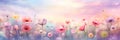 Dreamy watercolor backdrop with whimsical wildflowers, creating a sense of enchantment . Generative AI