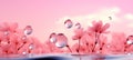 Dreamy watercolor bubble background with soft pink texture and delicate bokeh elements