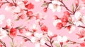 Dreamy Watercolor Cherry Blossom Pattern Royalty Free Stock Photo