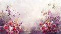 Dreamy Watercolor Floral Landscape with Golden Flecks