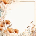 Dreamy Watercolor Landscape Greeting Card With Gold Foliage Frame