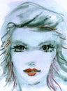 Dreamy Watercolor Portrait of a Breautiful Woman