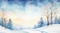 Dreamy Watercolor Winter Landscape with Christmas Star AI Generated