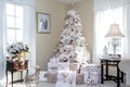 Dreamy white Christmas Tree decorated in Blush Pink Ornments