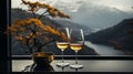 Dreamy winery with view during Autumn season