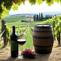 dreamy winery in wonderful tasty italian glass and wine grape plantation