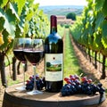 dreamy winery in wonderful tasty italian glass and wine grape plantation