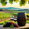 dreamy winery in wonderful tasty italian glass and wine grape plantation