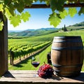 dreamy winery in wonderful tasty italian glass and wine grape plantation