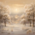Dreamy Winter Landscape with Intricate Falling Snowflakes