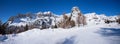 Dreamy winter landscape with snow covered piste, ski resort Rofan alps Royalty Free Stock Photo