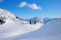 Dreamy winter landscape with snow covered slope, ski resort Rofan alps Royalty Free Stock Photo