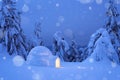 Dreamy winter scene with an igloo snow Royalty Free Stock Photo