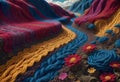 Dreamy Woolen Landscape with Vibrant Colors, Generative AI