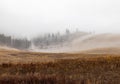 Dreary, foggy, empty, and barren winter landscape at the National Bison Range wildlife refuge, Montana, USA Royalty Free Stock Photo