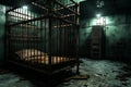 Dreary Prisoner cage prison. Generate Ai