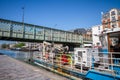 Dredge boat on Ourcq canal, Paris, France