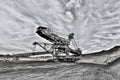 Dredge 13 on the floor of an opencut brown coal mine in the Latrobe Valley-Victori-B&W Royalty Free Stock Photo