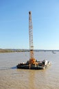 Dredging Garonne River in Bordeaux, Aquitaine, France Royalty Free Stock Photo