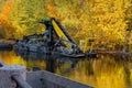 Dredging and cleaning works at the bottom of the river