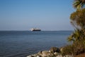 Dredging Ship Near Bridge Royalty Free Stock Photo