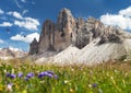 Drei Zinnen or Tre Cime di Lavaredo, Italien Alps Royalty Free Stock Photo