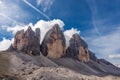 Drei Zinnen or Tre Cime di Lavaredo - Sesto Dolomites Italian Alps Royalty Free Stock Photo