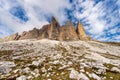 Drei Zinnen or Tre Cime di Lavaredo - Sesto Dolomites Italian Alps Royalty Free Stock Photo