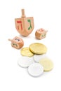 Dreidel and gelt Royalty Free Stock Photo