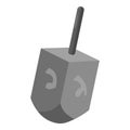 Dreidel for Hanukkah icon, gray monochrome style