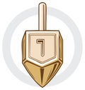 Dreidel with Hebrew letter Gimel and spinning top Royalty Free Stock Photo