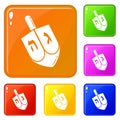 Dreidel icons set vector color