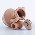 Dreidel and Oil Jug Royalty Free Stock Photo