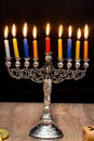 Dreidels and a menorah. Hanukkah Royalty Free Stock Photo