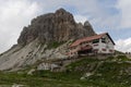 DreizinnenhÃ¼tte close to Tre Cime di Lavaredo, Alto Adige, the Dolomites, Italy Royalty Free Stock Photo