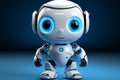 3Drendered adorable robot, AI chat bot, white system design