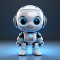 3Drendered adorable robot, AI chat bot, white system design