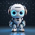 3Drendered adorable robot, AI chat bot, white system design