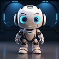 3Drendered adorable robot, AI chat bot, white system design