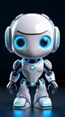 3Drendered adorable robot, AI chat bot, white system design