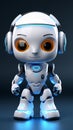 3Drendered adorable robot, AI chat bot, white system design