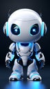 3Drendered adorable robot, AI chat bot, white system design